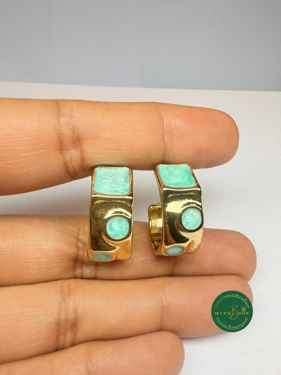 Elara - Azure Mosaic Hoop Earrings