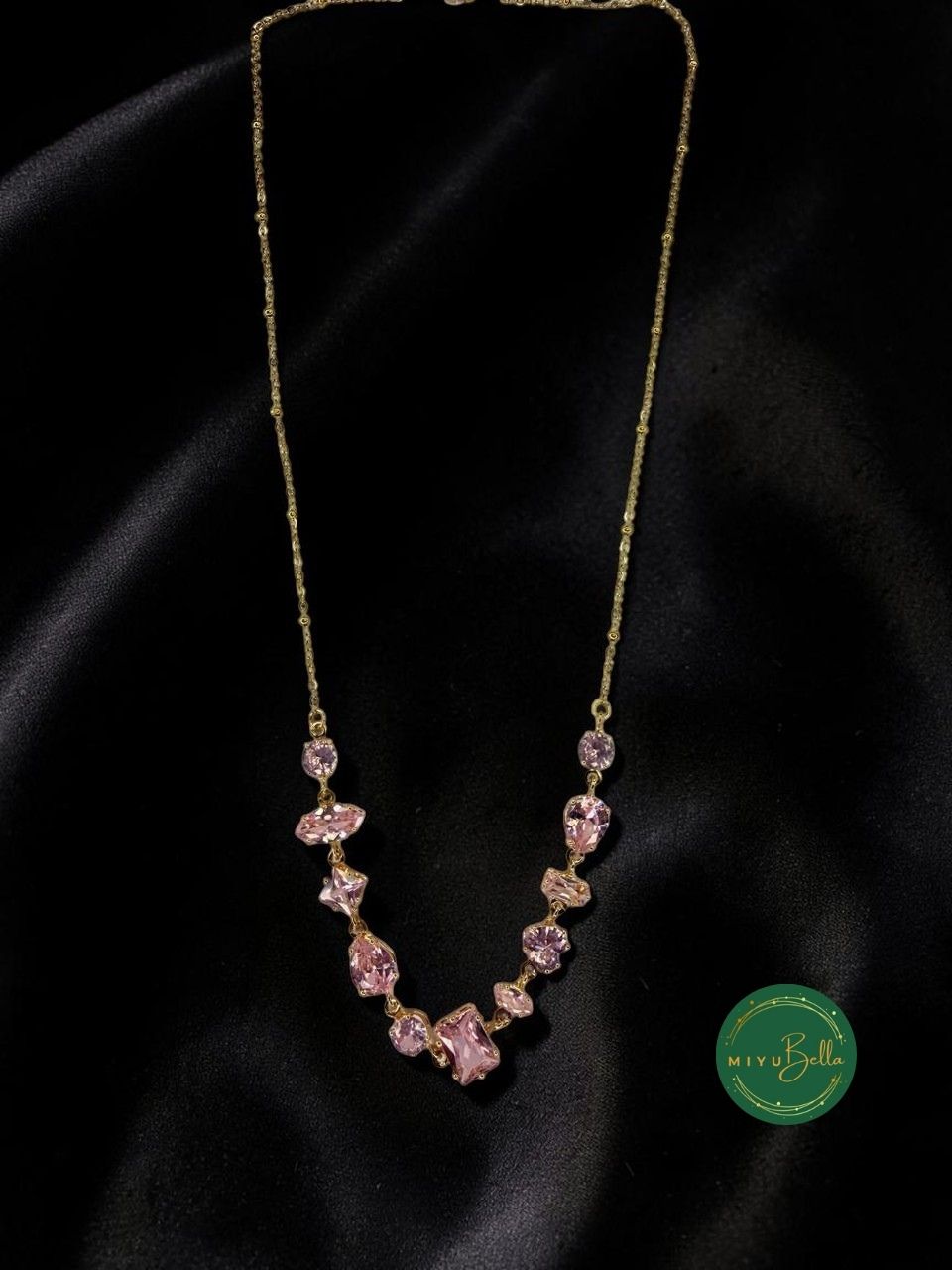 Serena - Rosé Crystal Chain Necklace