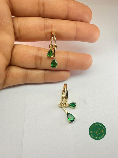 Elara - Emerald Drop Earrings