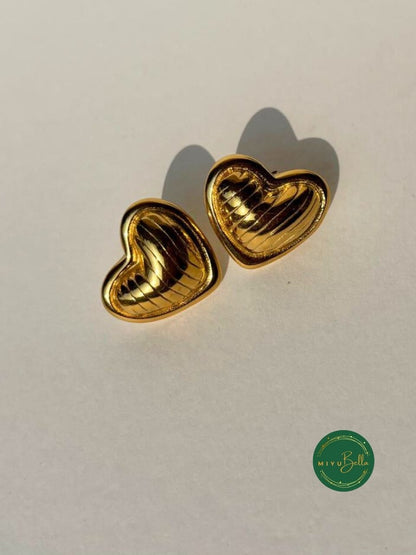 Aurelia – Gold-Tone Heart Stud Earrings