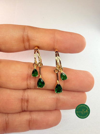 Elara - Emerald Drop Earrings