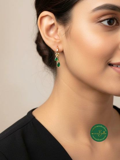 Elara - Emerald Drop Earrings
