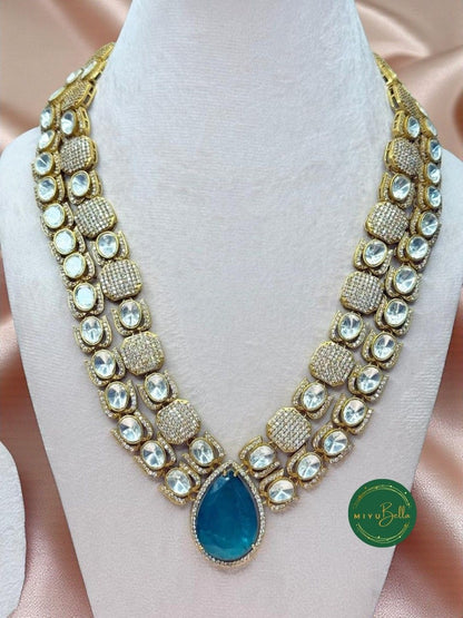 Aadhya: Moissanite Polki, Doublet Stones and CZ Diamonds Jewellery Set