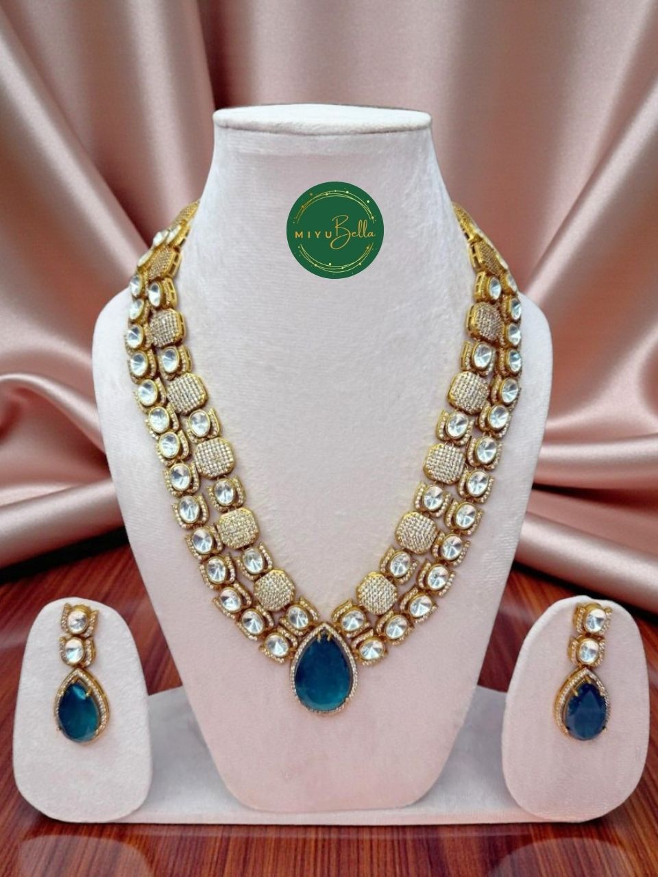 Aadhya: Moissanite Polki, Doublet Stones and CZ Diamonds Jewellery Set