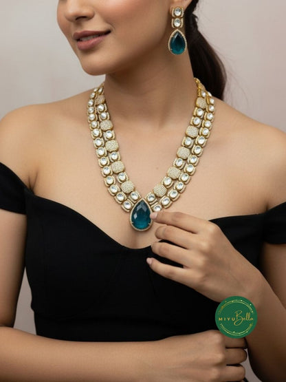 Aadhya: Moissanite Polki, Doublet Stones and CZ Diamonds Jewellery Set