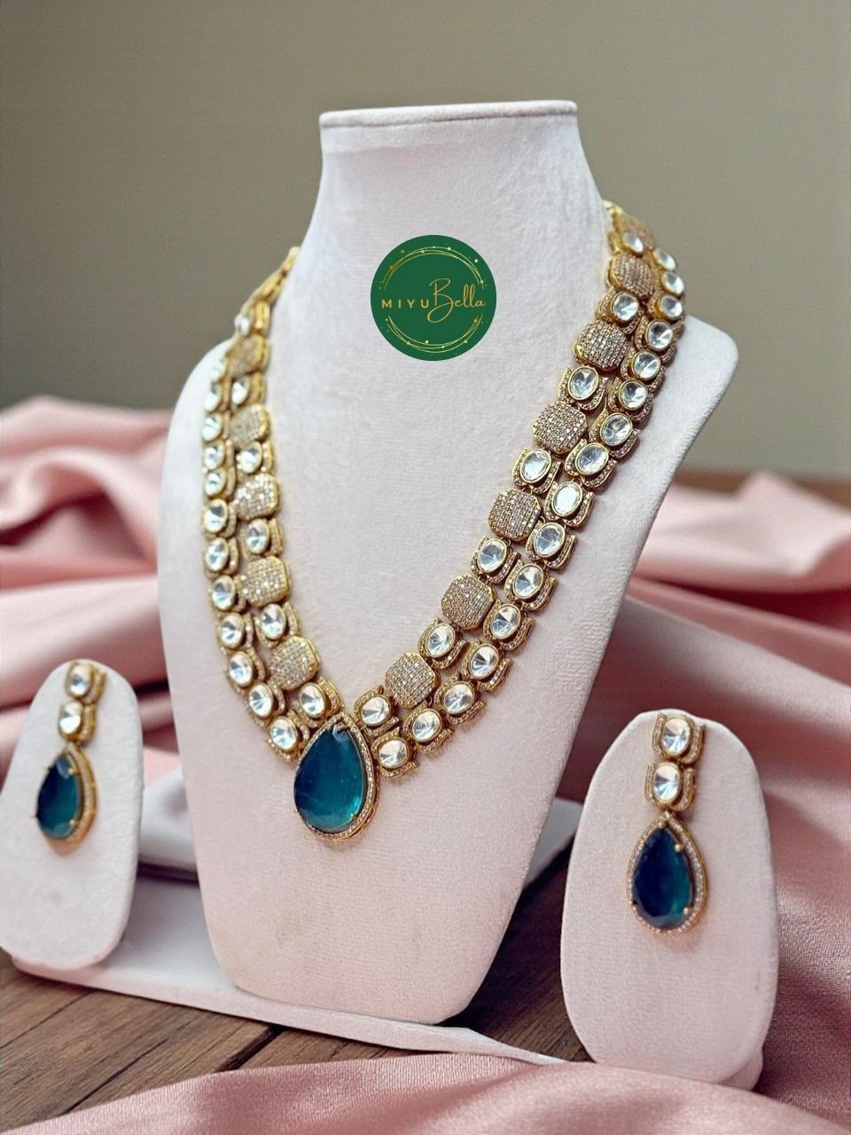 Aadhya: Moissanite Polki, Doublet Stones and CZ Diamonds Jewellery Set