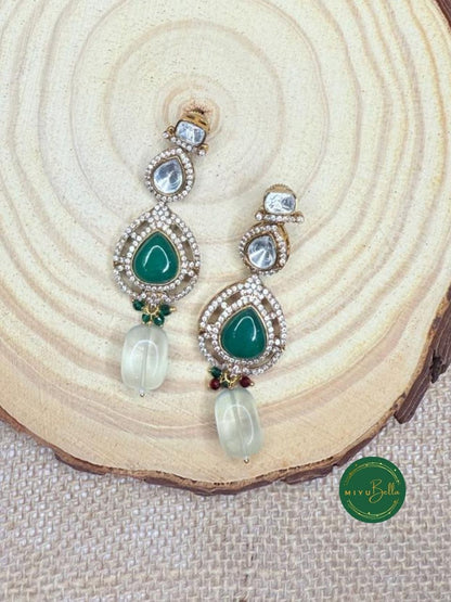 Aadhya: Dazzling Moissanite Polki and CZ Diamonds Jewellery Set