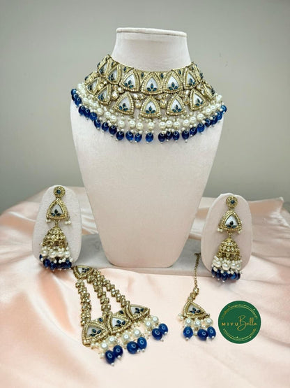 Aditi - Royal Blue Mother of Pearl Choker Set