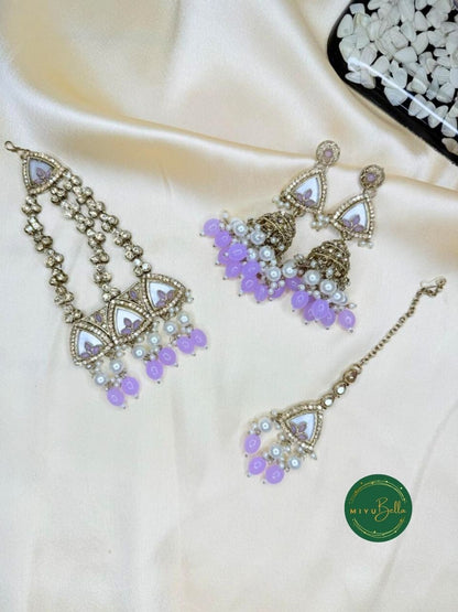 Aditi - Mauve & Lilac Mother of Pearl Choker Set