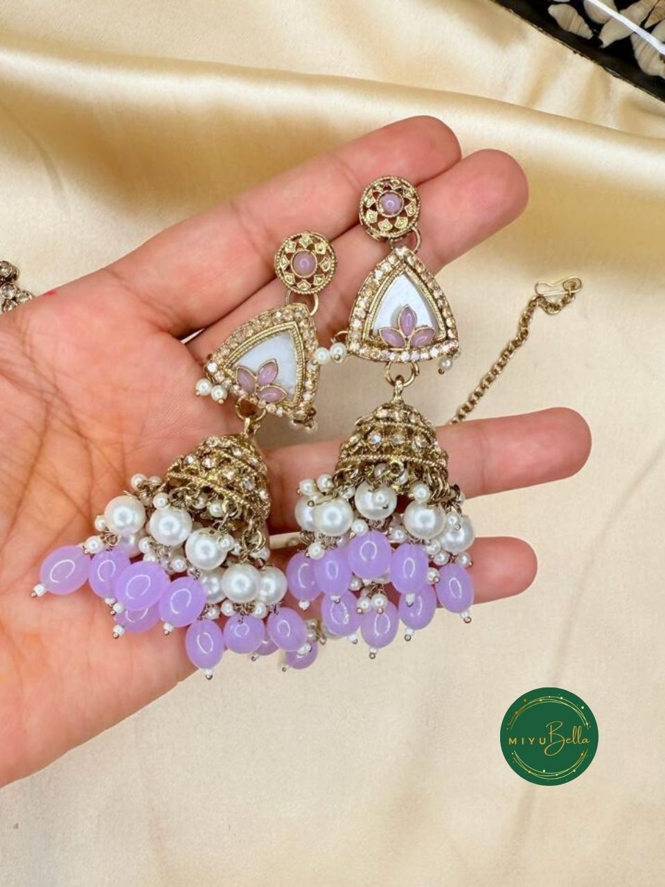Aditi - Mauve & Lilac Mother of Pearl Choker Set