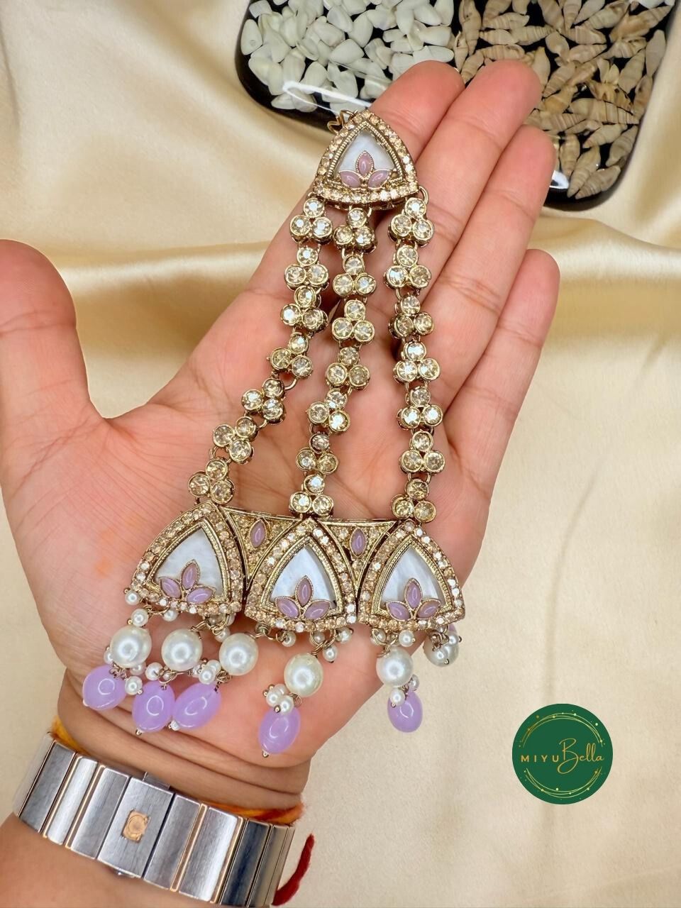 Aditi - Mauve & Lilac Mother of Pearl Choker Set