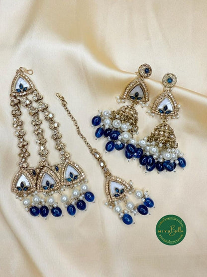 Aditi - Royal Blue Mother of Pearl Choker Set