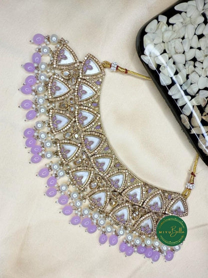 Aditi - Mauve & Lilac Mother of Pearl Choker Set