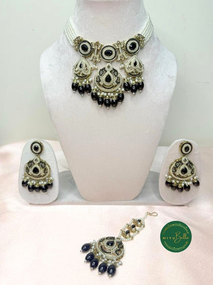 Apsara – Antique Gold American Diamond Jadau Victorian Set