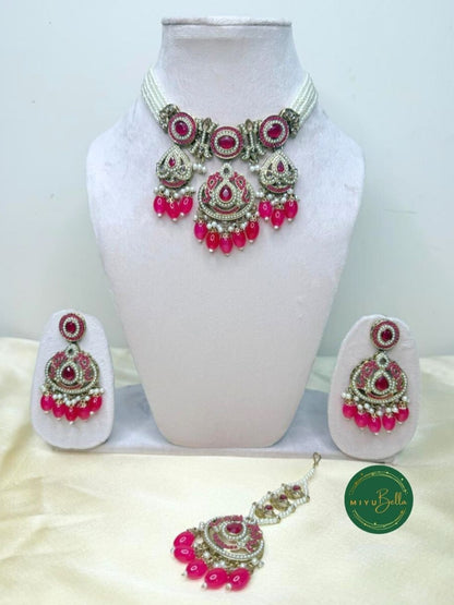 Apsara – Antique Gold American Diamond Jadau Victorian Set