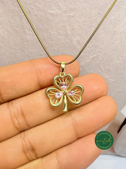 Aster - Blush Clover Pendant Necklace