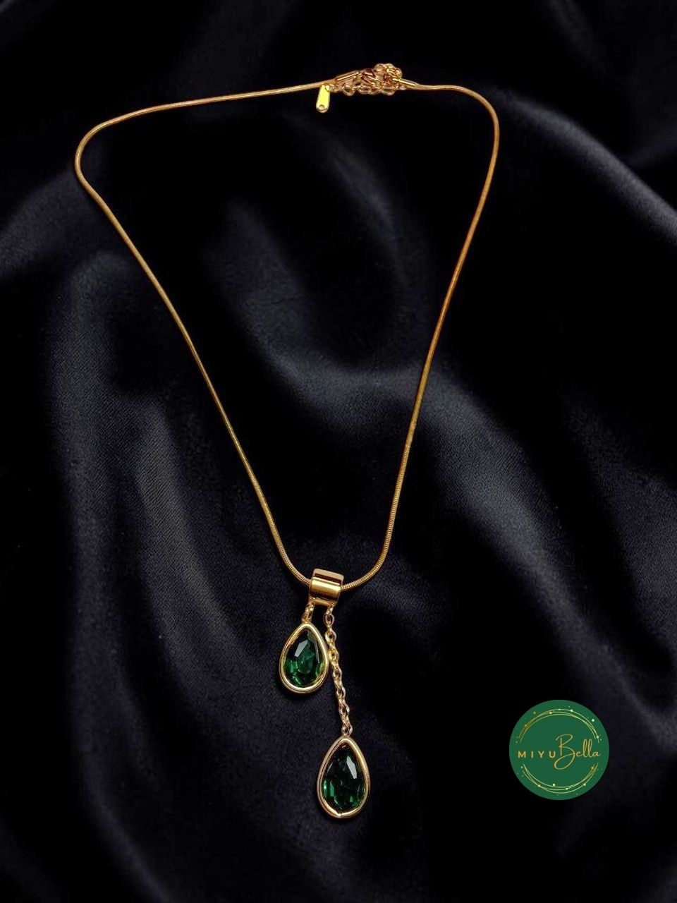 Aster - Emerald Drop Pendant Necklace
