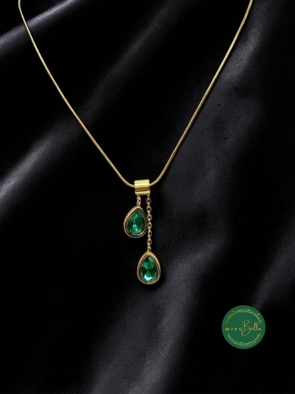 Aster - Emerald Drop Pendant Necklace