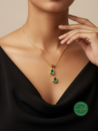 Aster - Emerald Drop Pendant Necklace