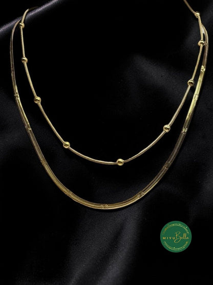 Aster - Layer Beaded Herringbone Necklace
