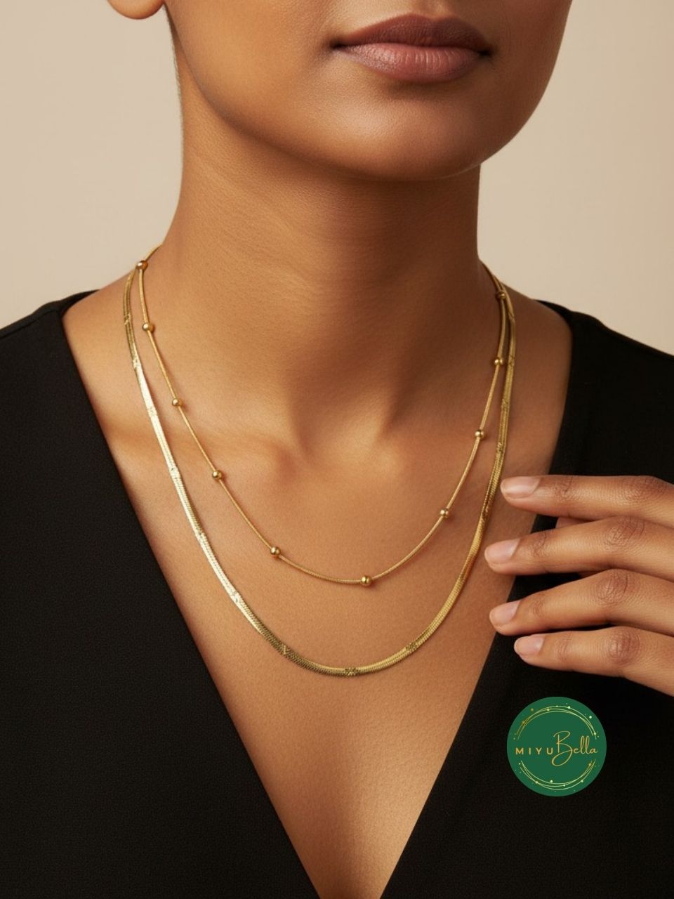 Aster - Layer Beaded Herringbone Necklace