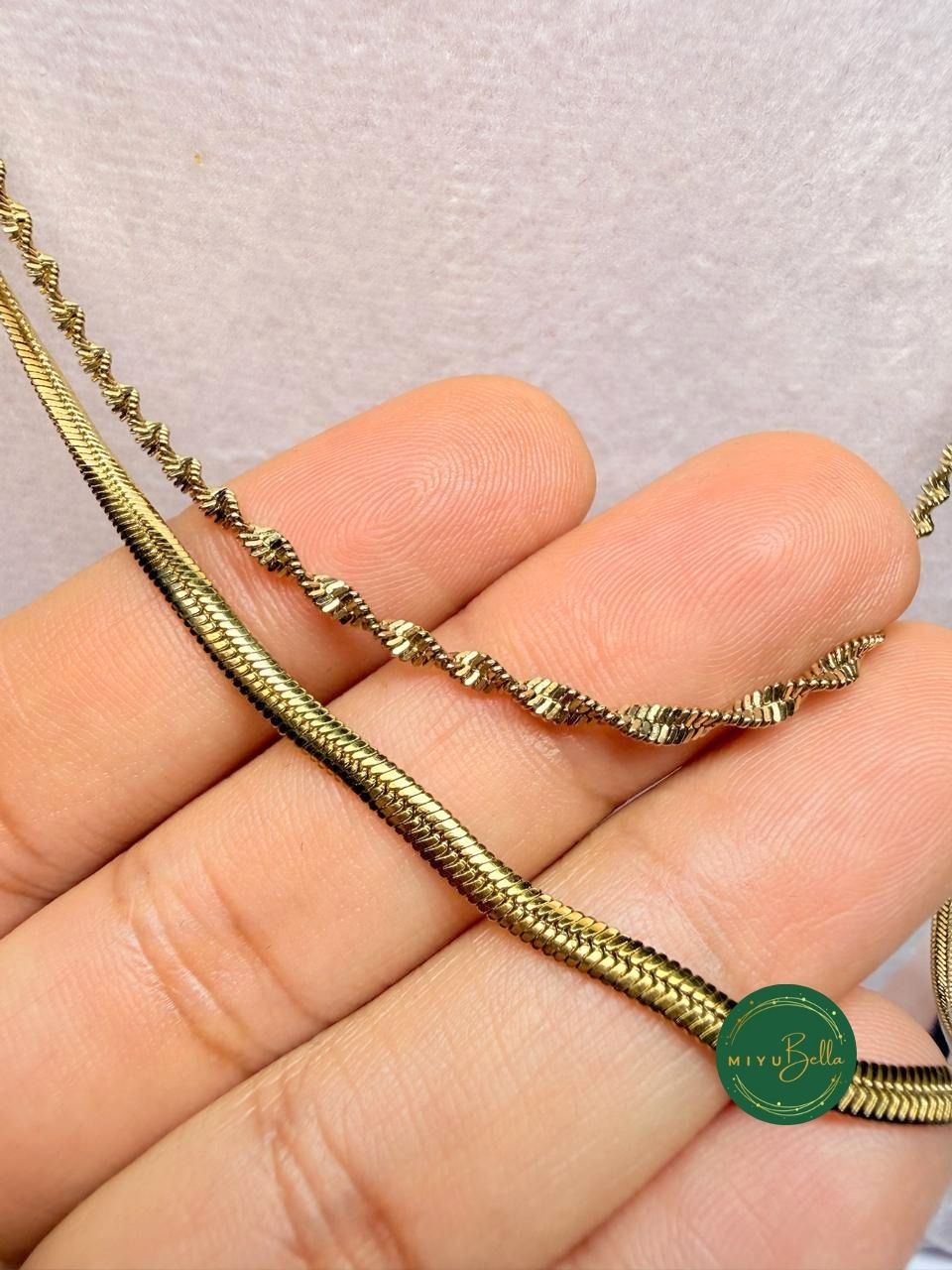 Aster - Layered Herringbone Chain Necklace
