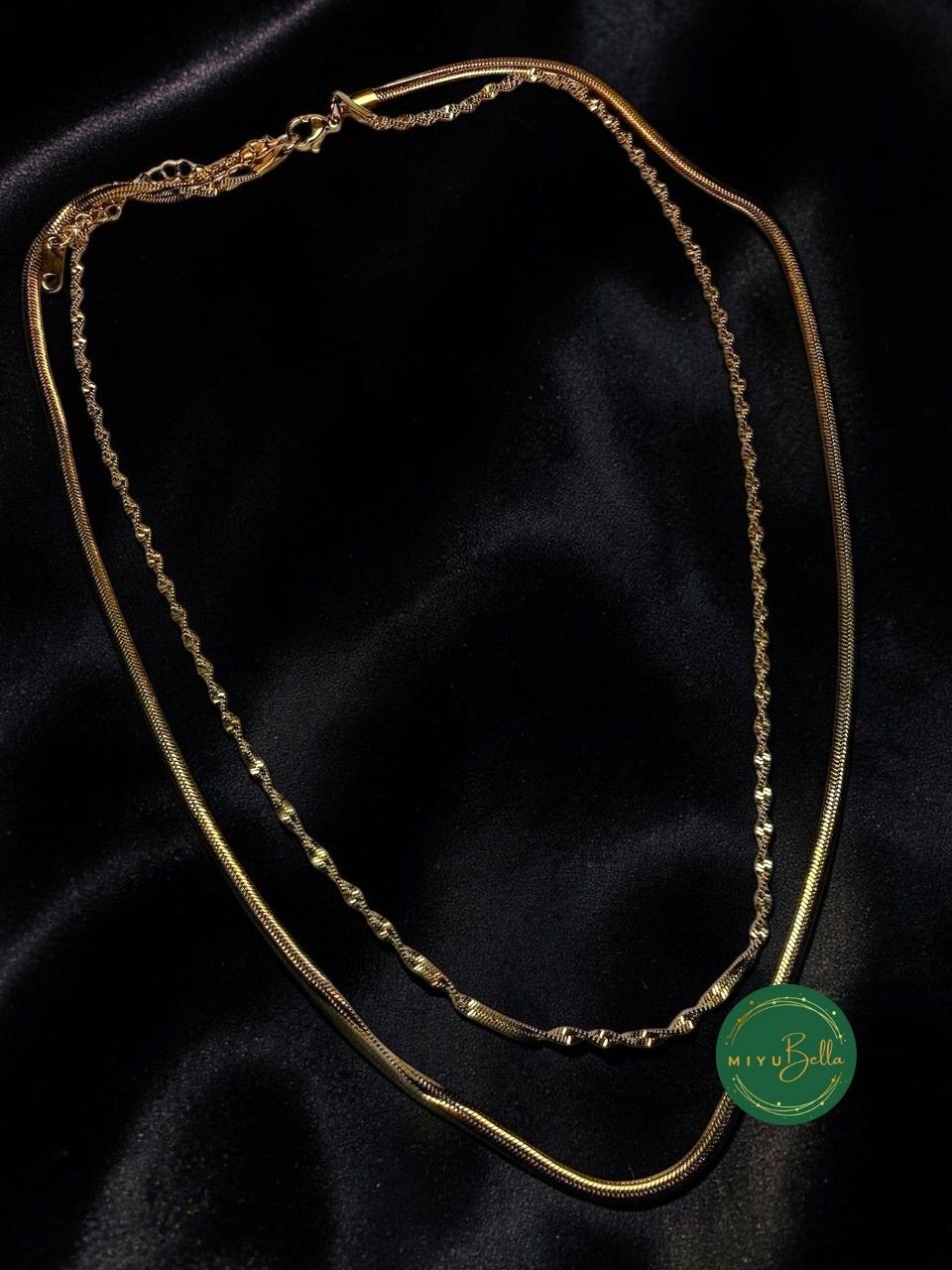 Aster - Layered Herringbone Chain Necklace