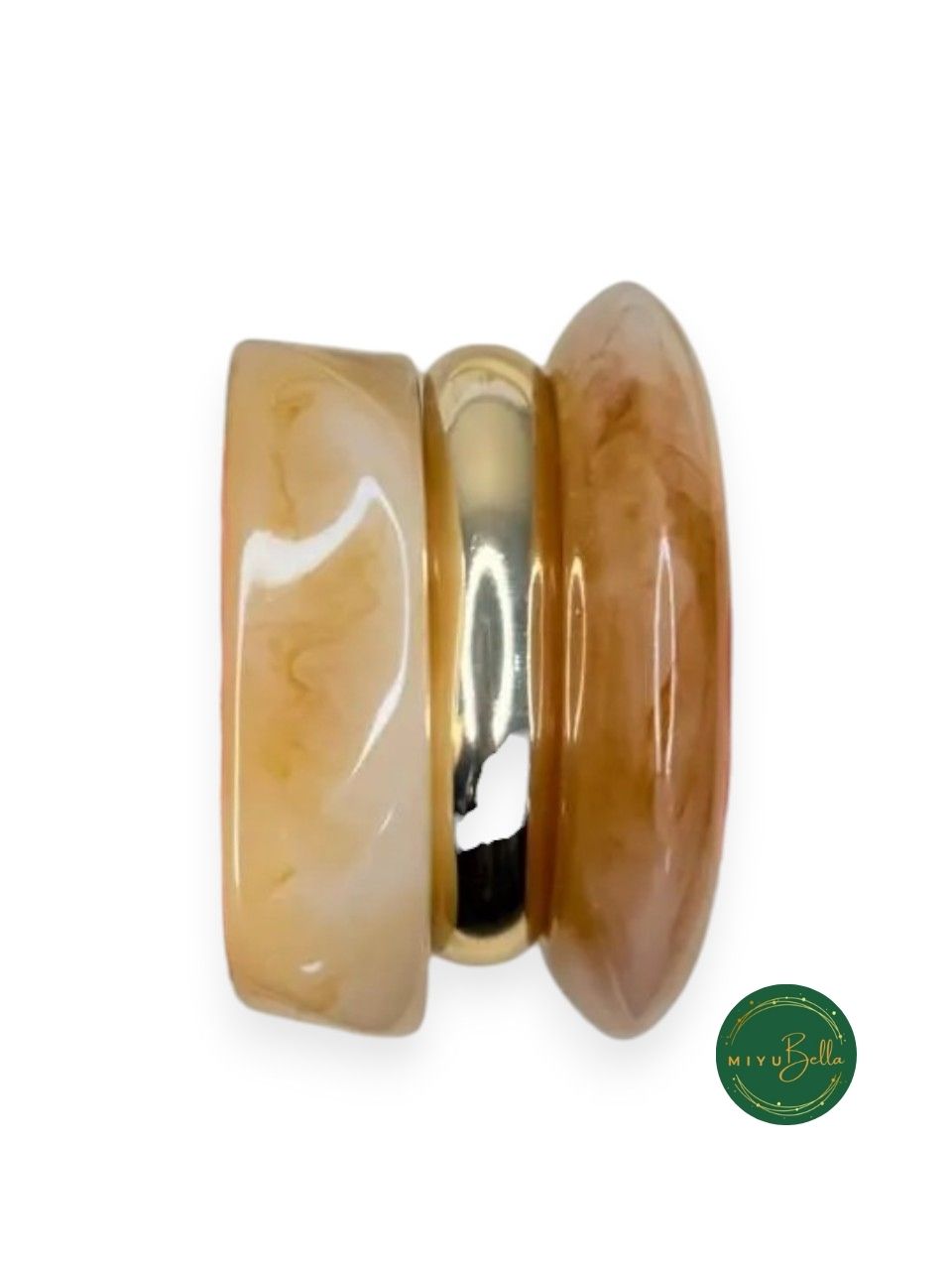 Statement Resin Alloy Stack Bangles - Beige