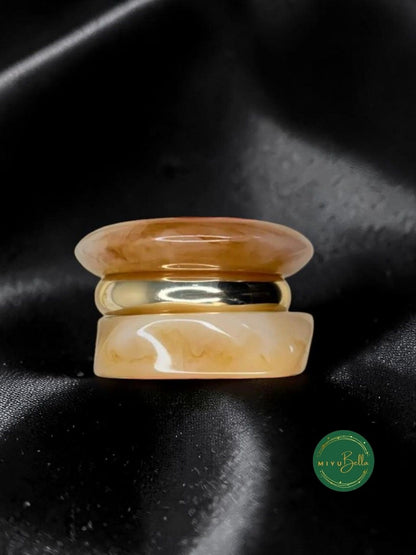 Statement Resin Alloy Stack Bangles - Beige