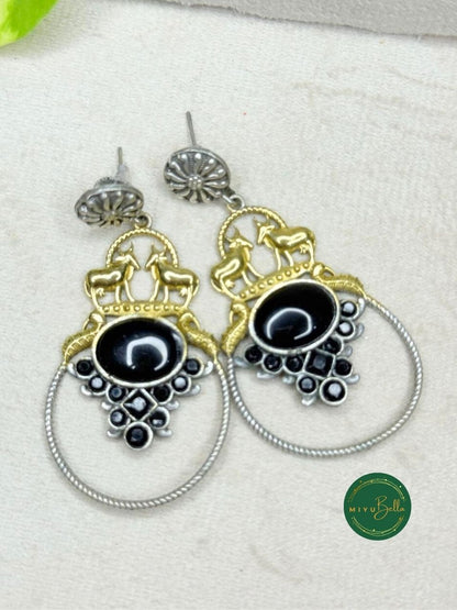 Deepika – Dual-Tone Antique Black Danglers