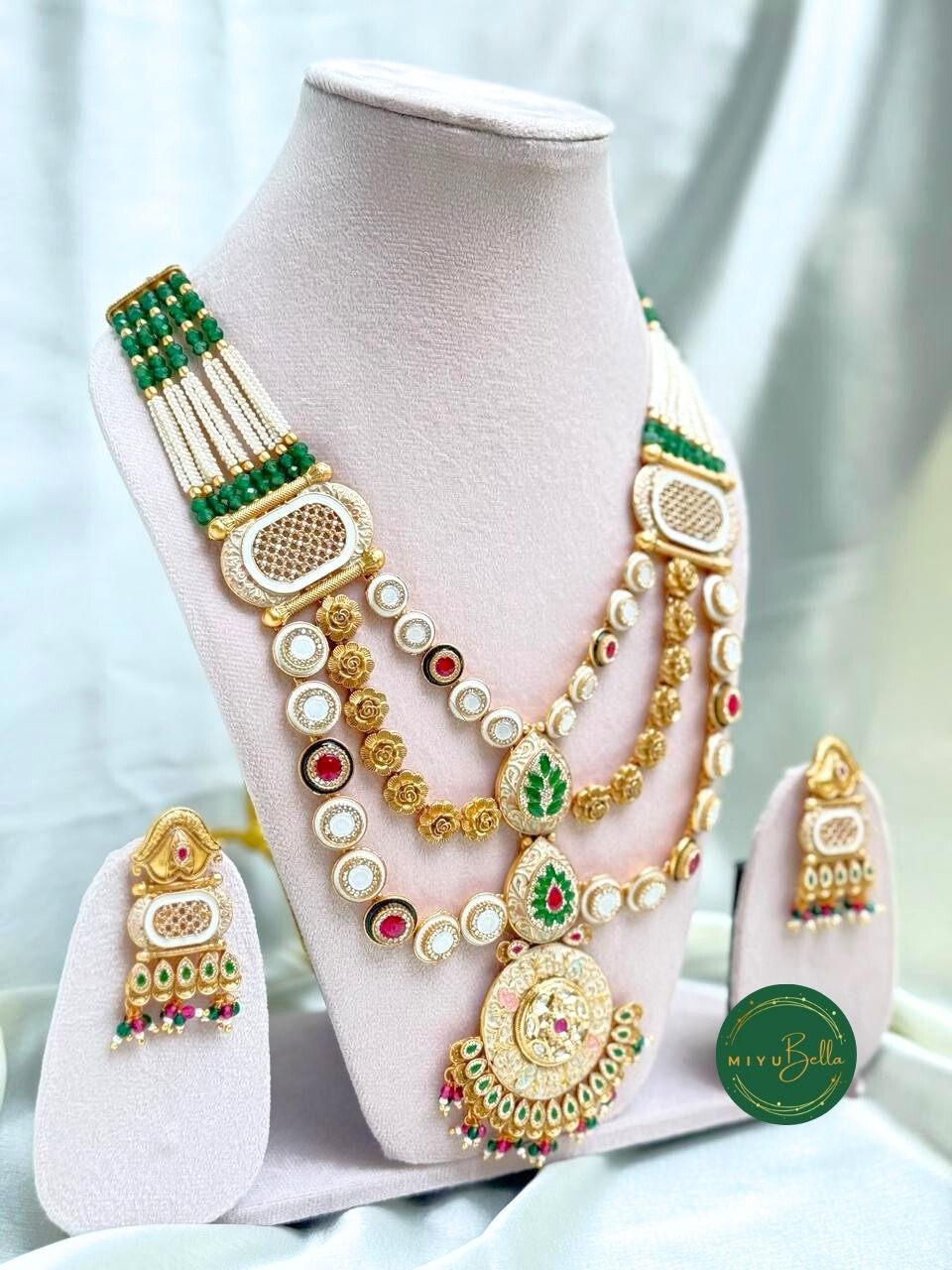 Devayani: Cubic Zirconia Diamonds, Meenakari Artistry and Delicate Pearls