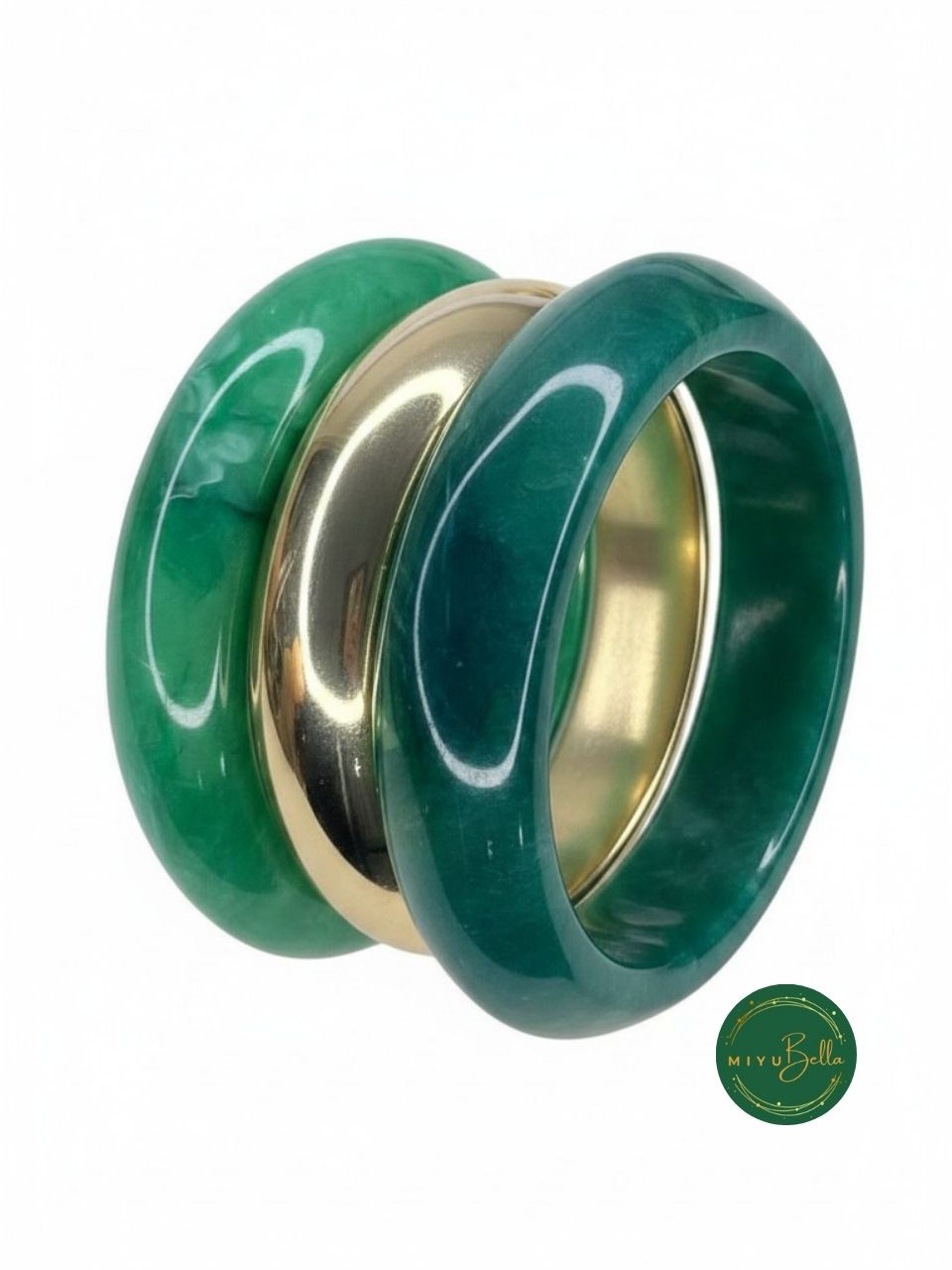 Statement Resin Alloy Stack Bangles - Green