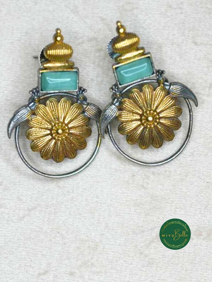 Garima – Blue, Floral Motif in Dual Tone Antique Finish