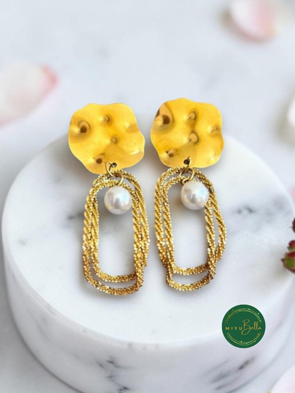 Aurelia - Pearl Stainless Steel Drop Earrings