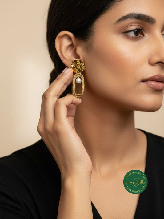 Aurelia - Pearl Stainless Steel Drop Earrings