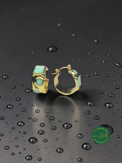 Elara - Azure Mosaic Hoop Earrings