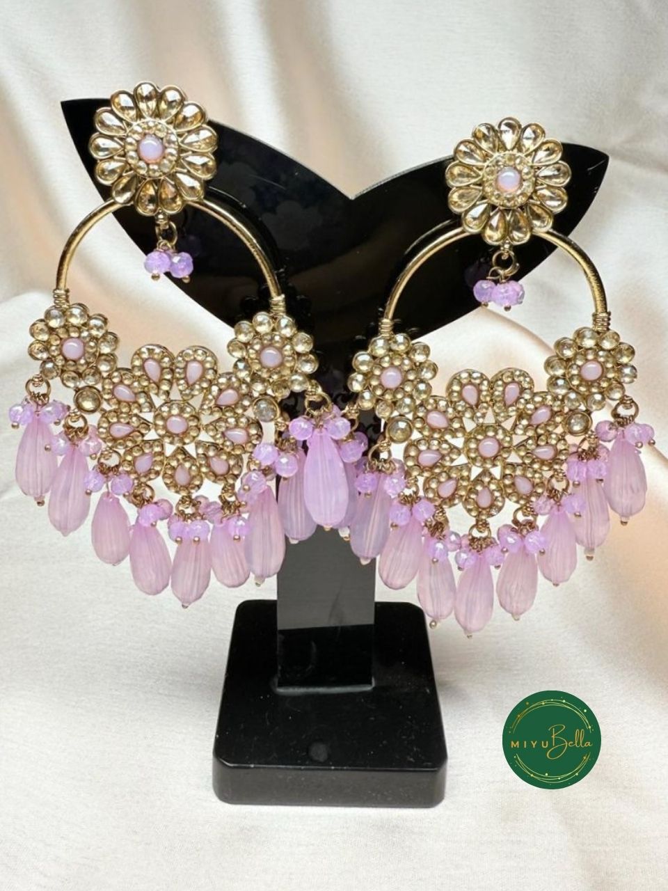 Inaara Chandbali – Statement Chandbalis in Lilac & Gold