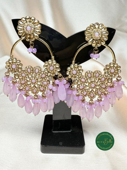 Inaara Chandbali – Statement Chandbalis in Lilac & Gold