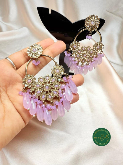 Inaara Chandbali – Statement Chandbalis in Lilac & Gold