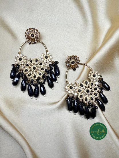 Inaara – Black Chandbalis with Antique Gold Accents