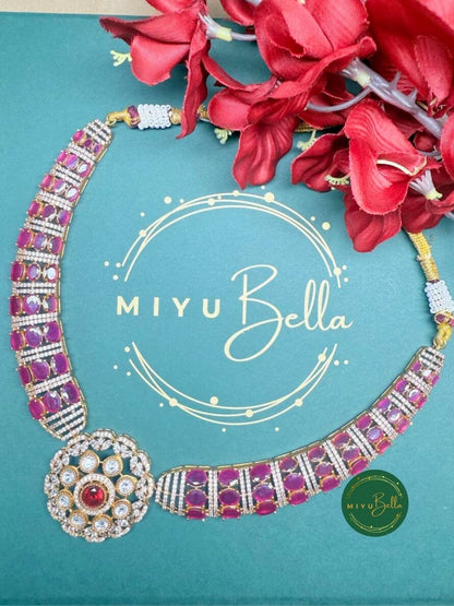 Jaanvi – Pachi Kundan, Moissanite Polki and Cubic Zirconia Necklace Set