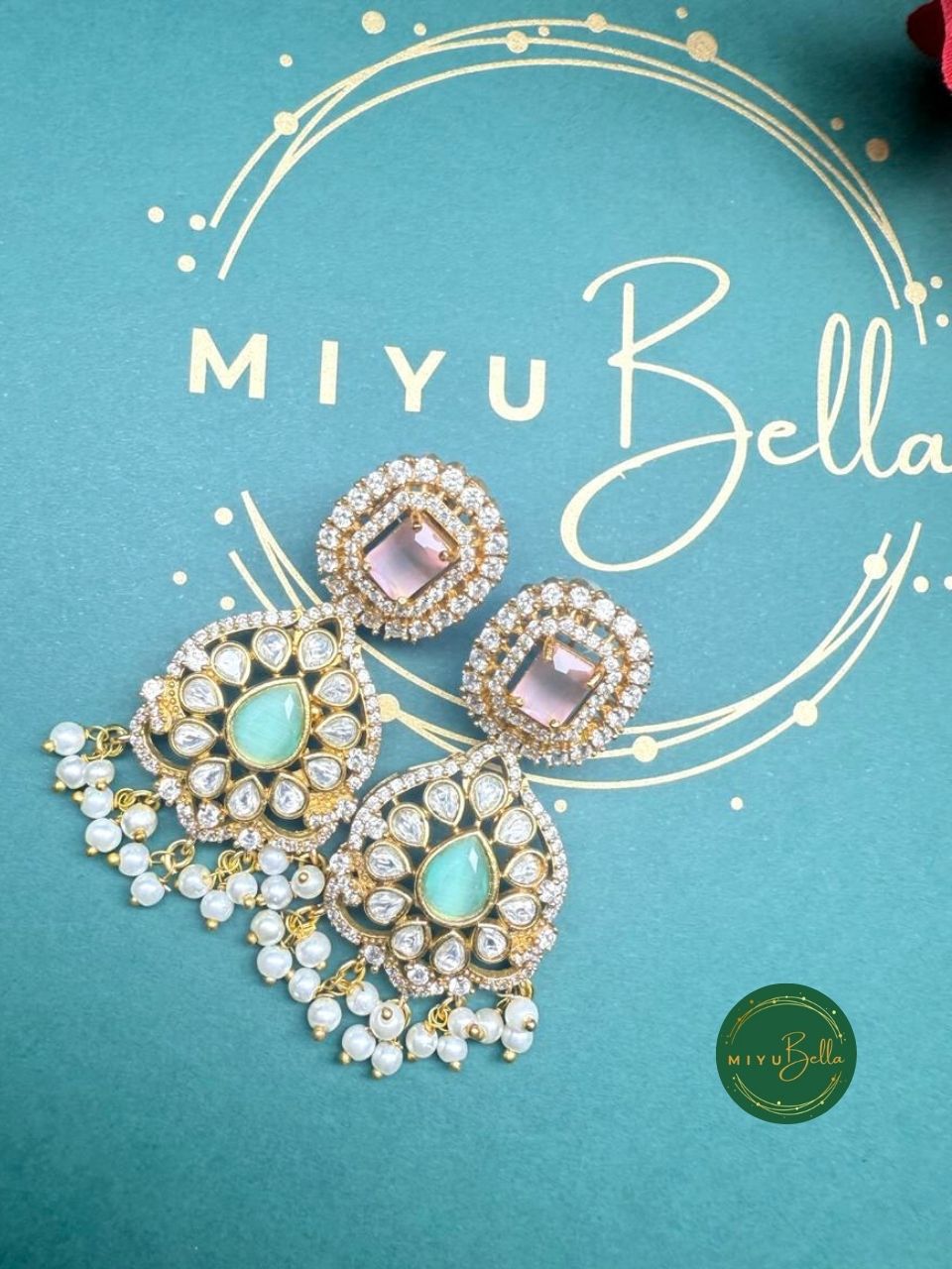 Jaanvi – Pachi Kundan, Moissanite Polki and Cubic Zirconia Necklace Set