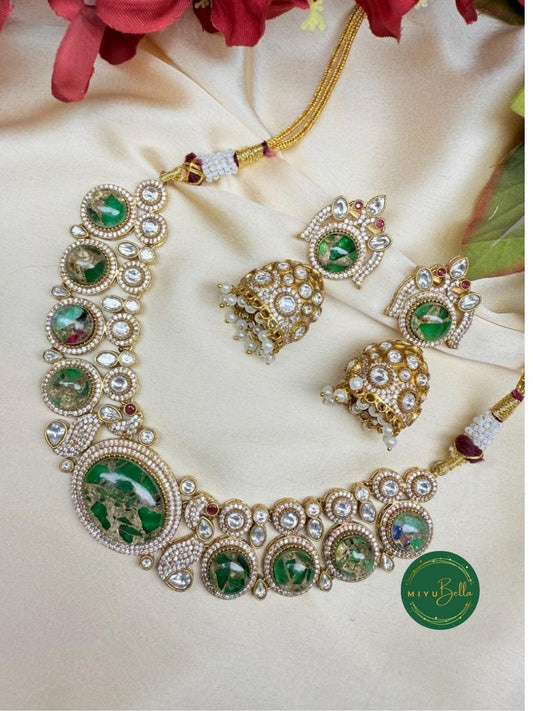 Jiya – Pachi Kundan, Moissanite Polki and CZ Diamonds Set in Oxidized Gold