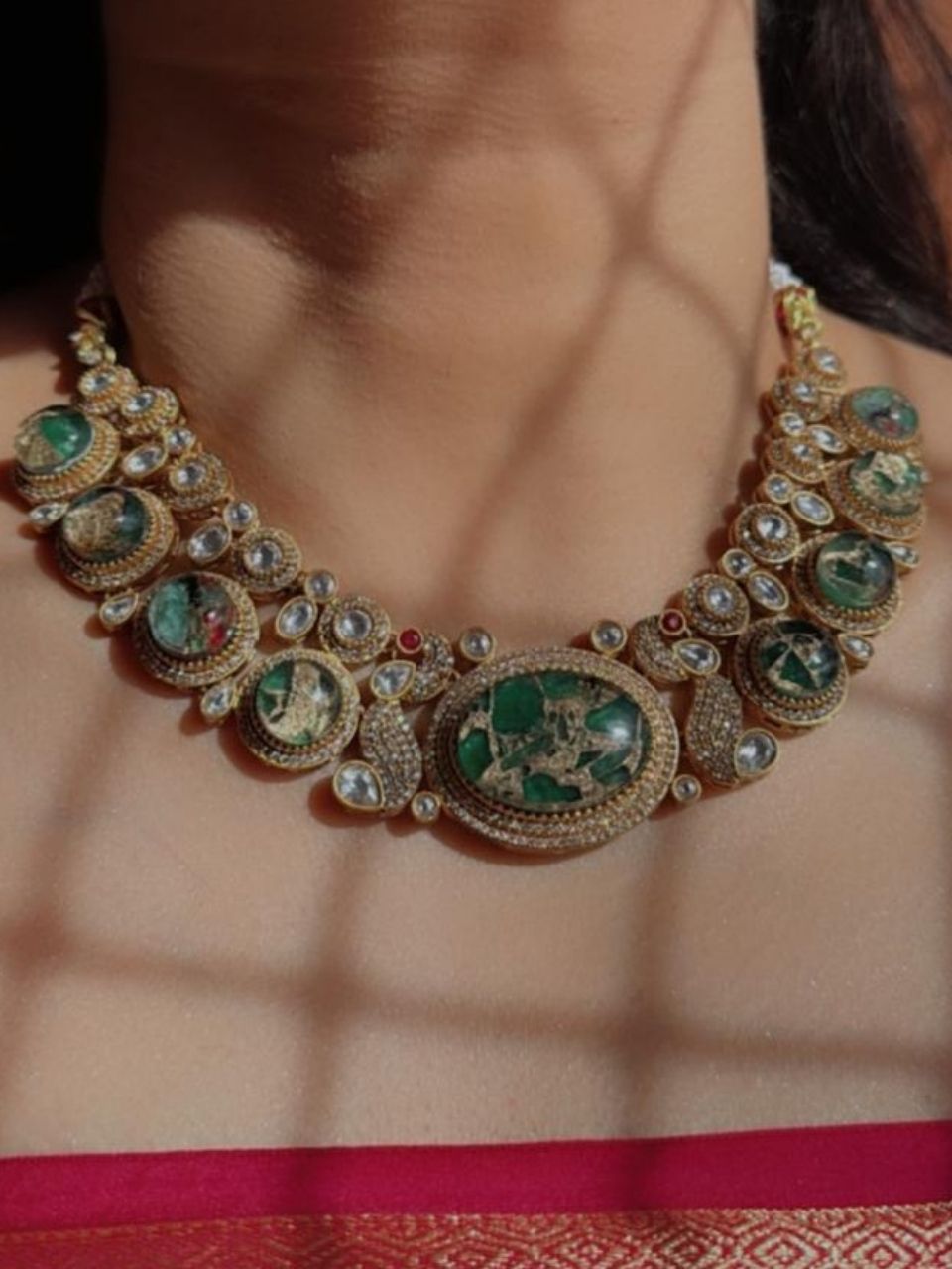 Jiya – Pachi Kundan, Moissanite Polki and CZ Diamonds Set in Oxidized Gold