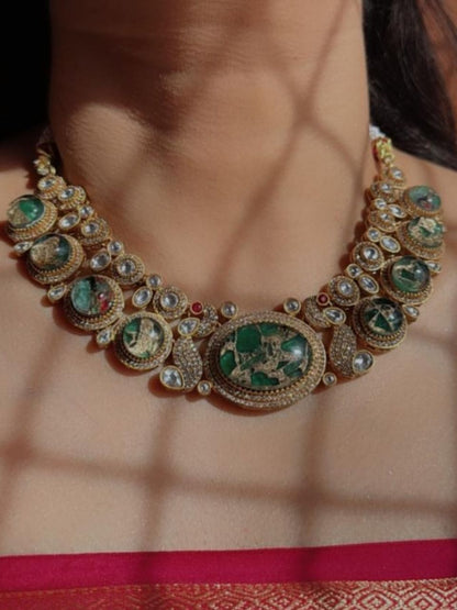 Jiya – Pachi Kundan, Moissanite Polki and CZ Diamonds Set in Oxidized Gold