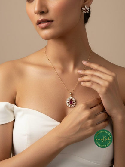 Kahani - Kundan & Moissanite Ruby Pendant Set