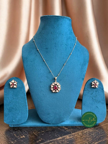 Kahani - Kundan & Moissanite Ruby Pendant Set