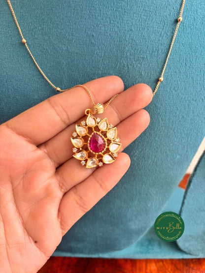 Kahani - Kundan & Moissanite Ruby Pendant Set