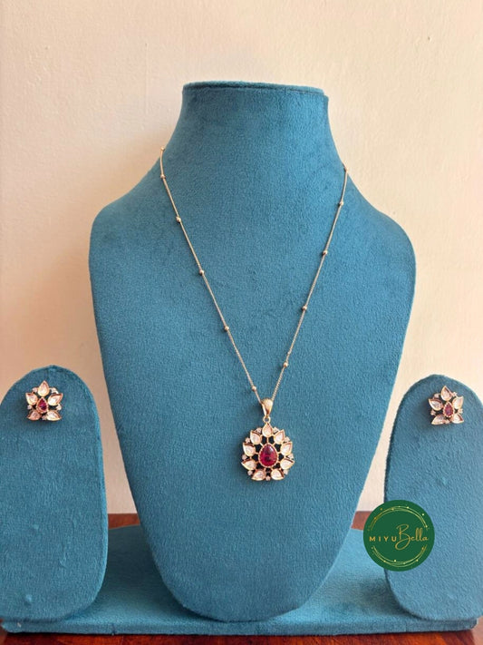 Kahani - Kundan & Moissanite Ruby Pendant Set