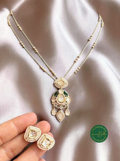 Kripa - Layered Kundan Moissanite Pendant Set